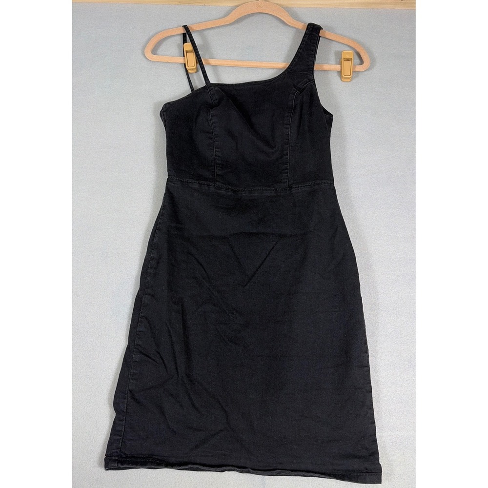 Minimalist topshop women Black minimalist Asymmetrical minidress Denim Size US 6
